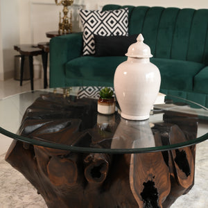 Sheesham Centre Table With Glass Top ( 4x4 ft )