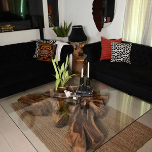 Sheesham Centre Table With Glass Top ( 5x5 ft )