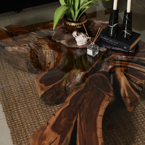 Sheesham Centre Table With Glass Top ( 5x5 ft )