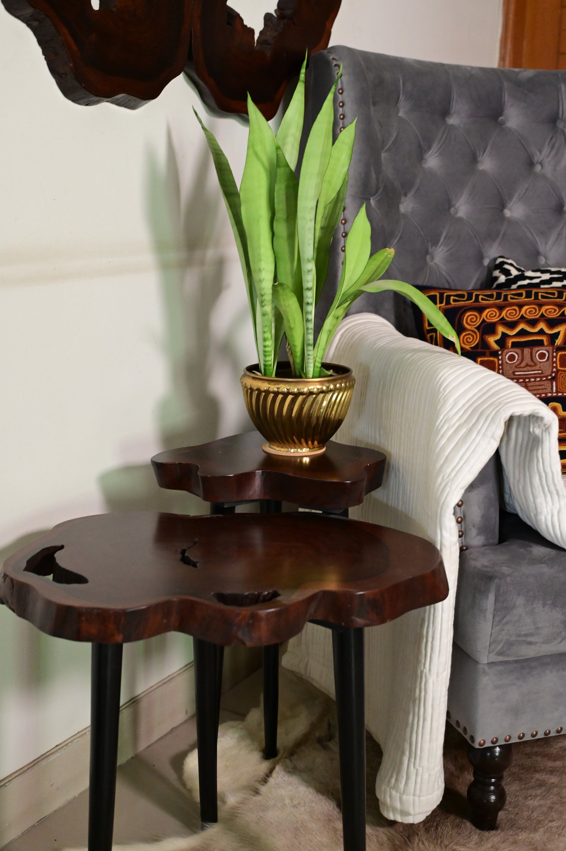 Nesting Table Set of 2 With Golden Legs
