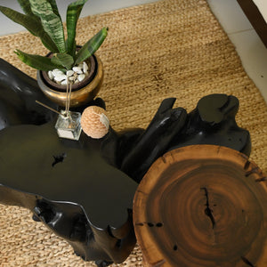 Black Coffee Table With Cylinder Table