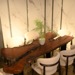 Live Edge Dining Table With Cylinder Legs ( Metal )