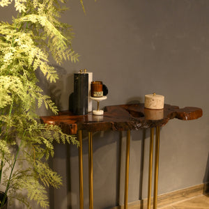 Sheesham Console With Golden Legs
