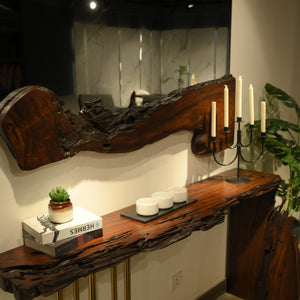 Sheesham L Shape Console With Golden Legs