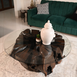 Sheesham Centre Table With Glass Top ( 4x4 ft )