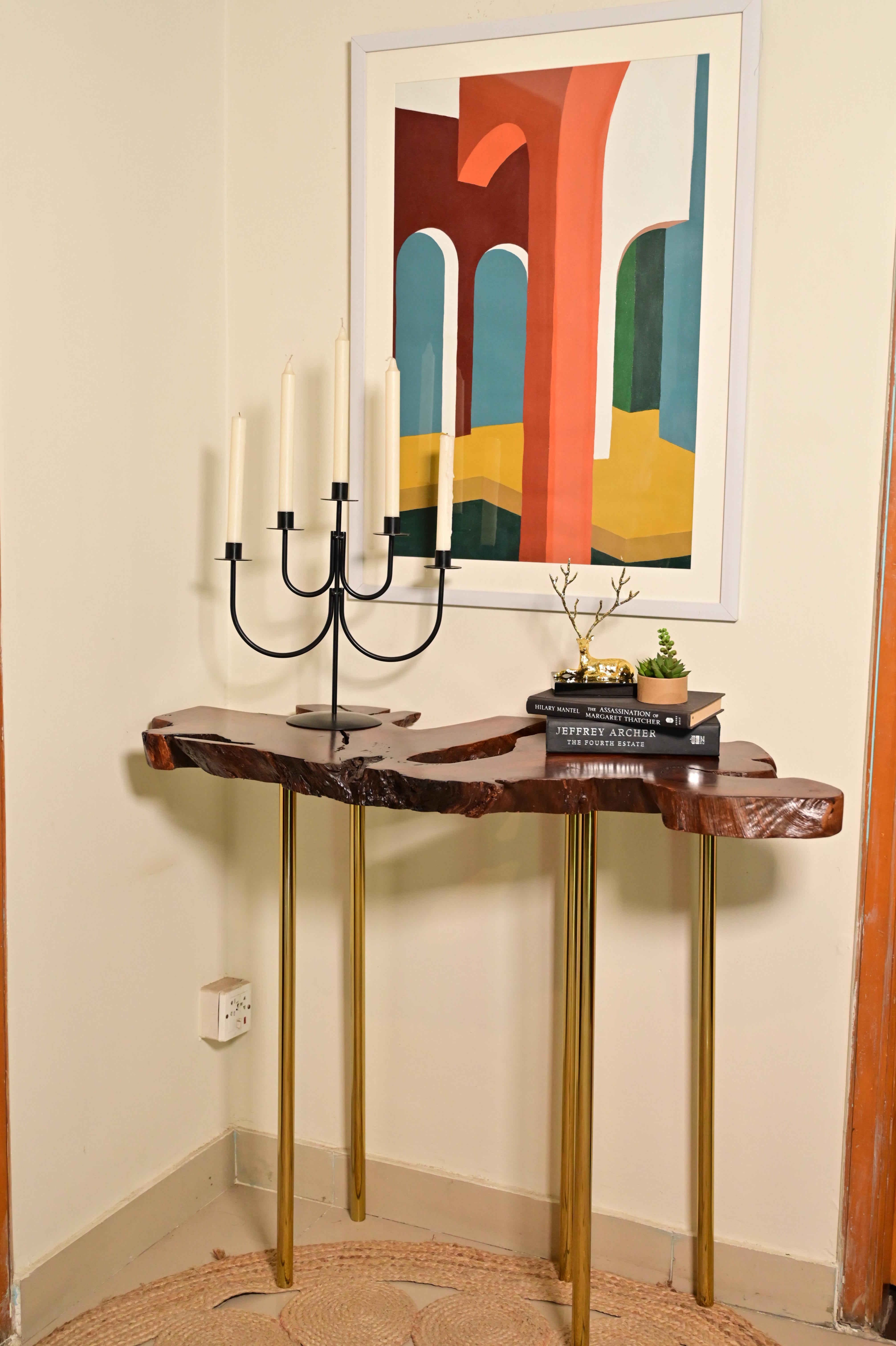 Sheesham Console With Golden Legs