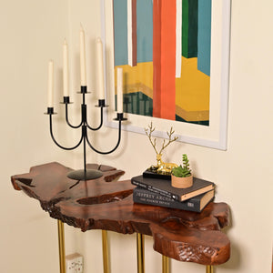 Sheesham Console With Golden Legs