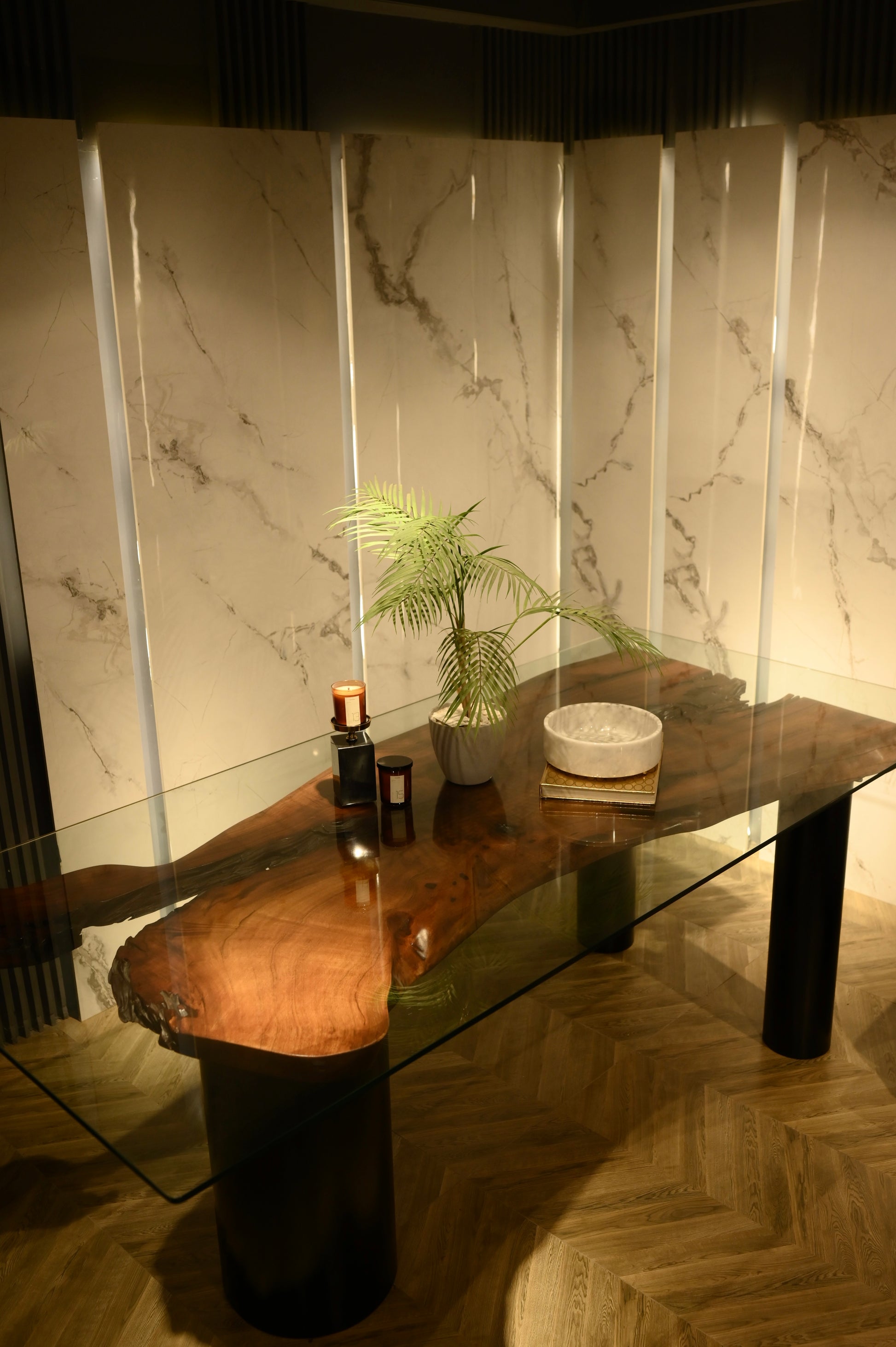Live Edge Dining Table With Glass Top