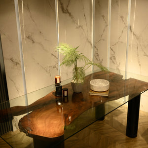 Live Edge Dining Table With Glass Top