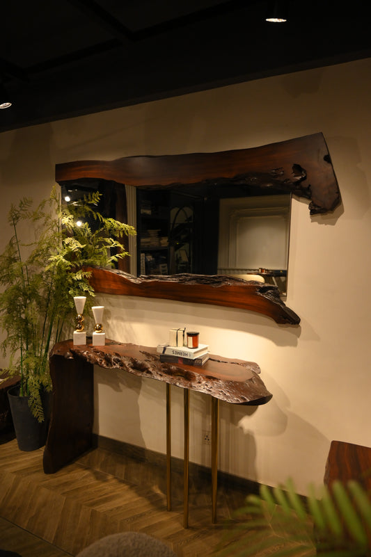Sheesham Console With Live Edge Mirror