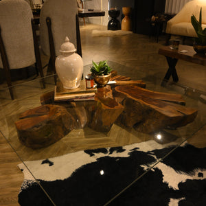 Sheesham Centre Table With Glass Top ( 5x5 ft )