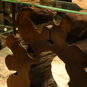 Live Edge Console With Glass Top