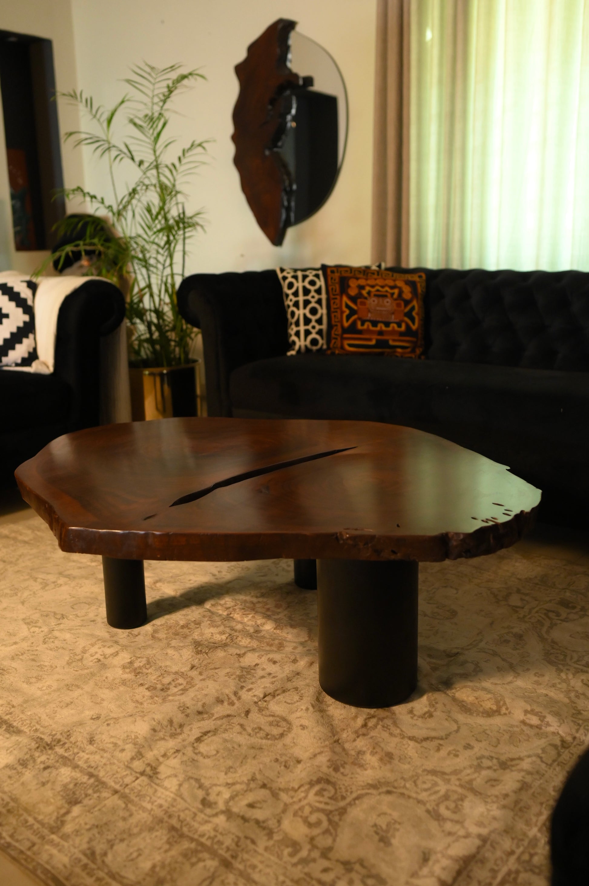 Centre Table With Wooden Cylinder Legs