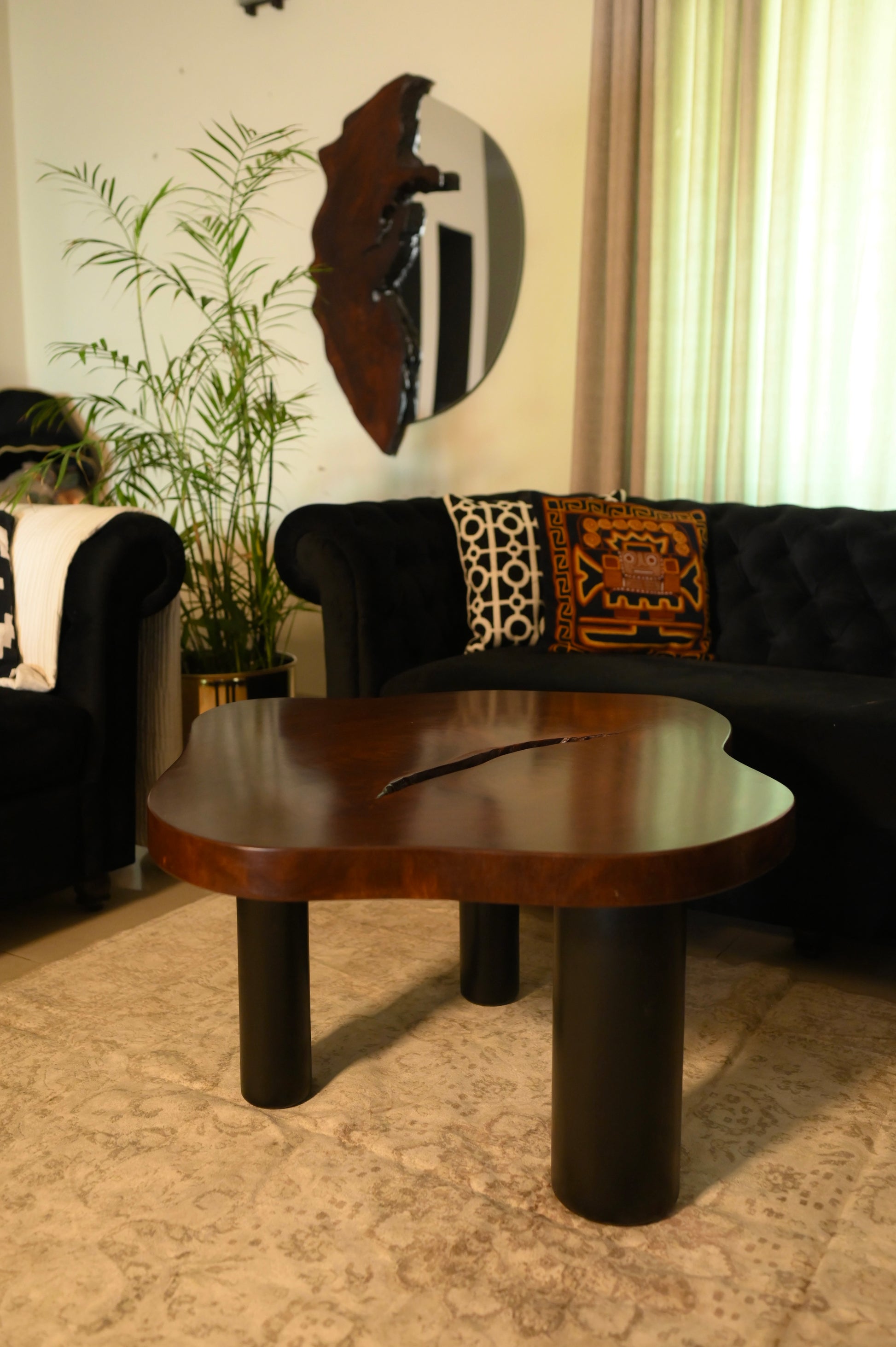Centre Table With Wooden Cylinder Legs
