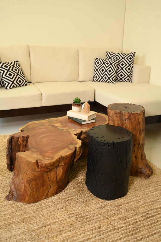 Neem Centre Table With 2 Cylinder Tables