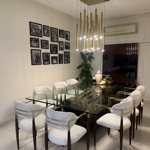 Sheesham Trunk Dining Table With Glass Top