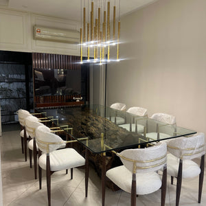 Sheesham Trunk Dining Table With Glass Top