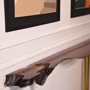 Sheesham hanging console with 3 stainless steel metal legs