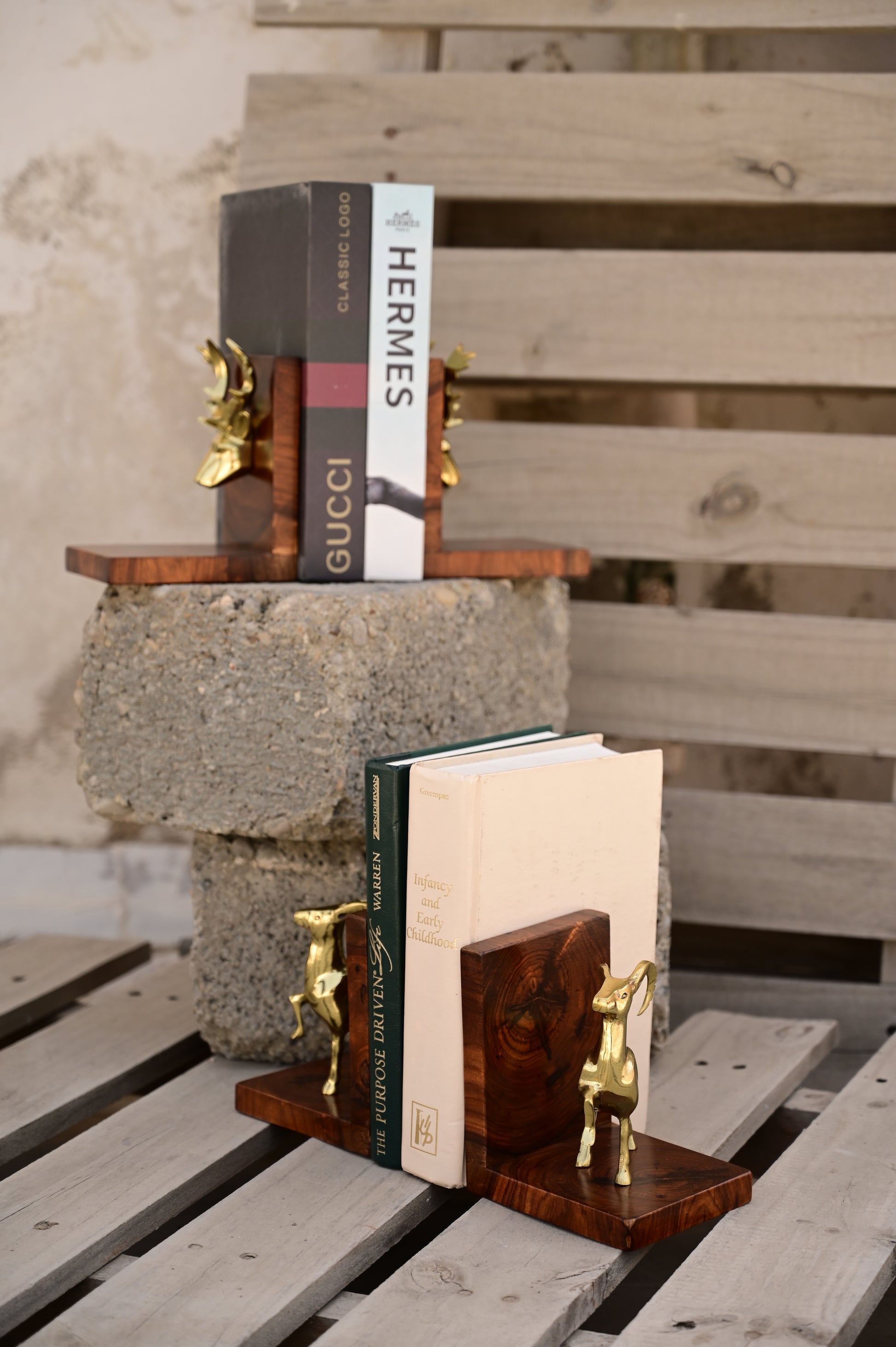 Deer head bookend set