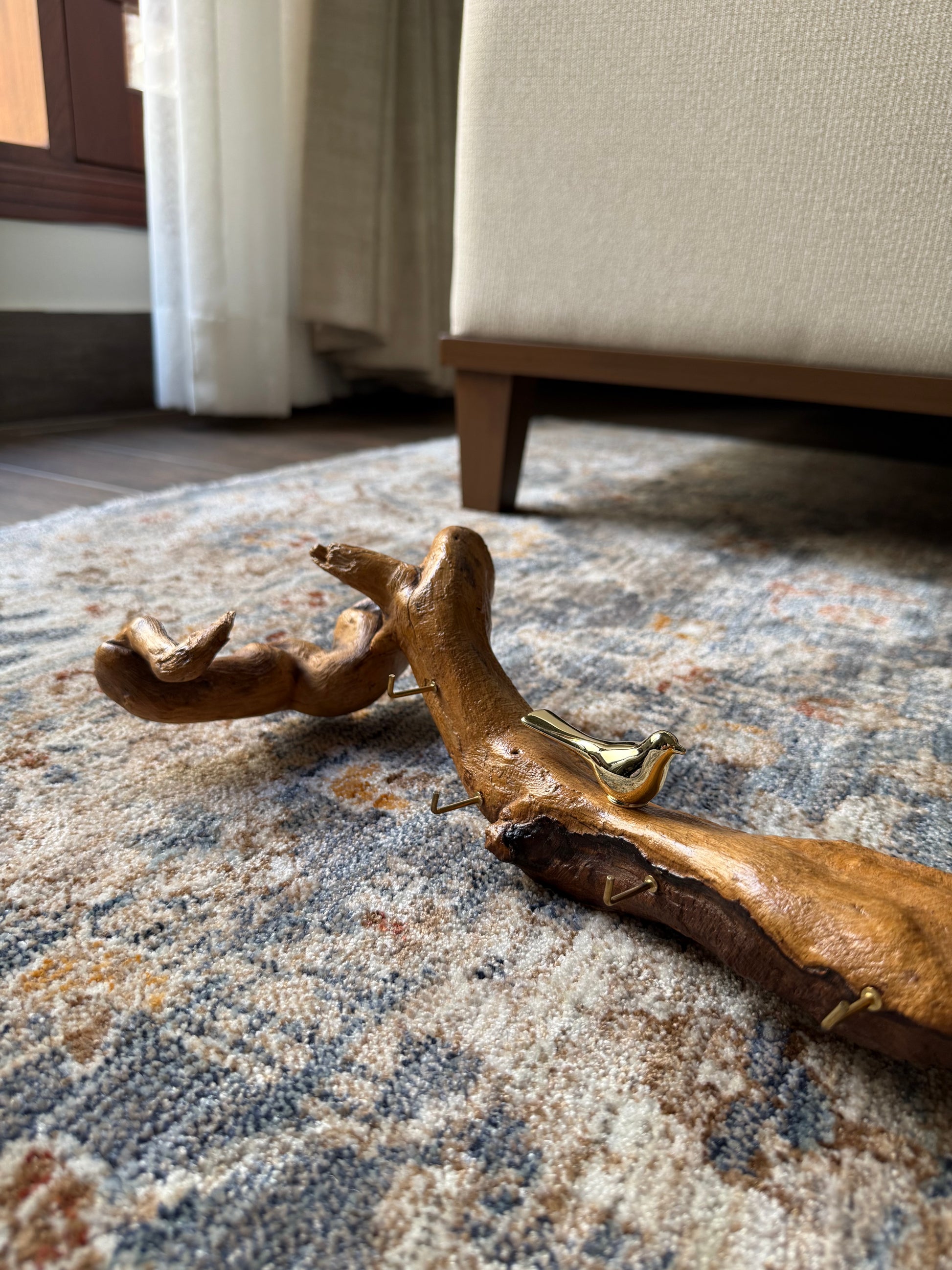 Bronze door handle on a Recycled wooden Key Holder